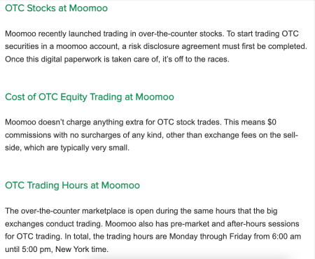 OTC trading function in moomoo