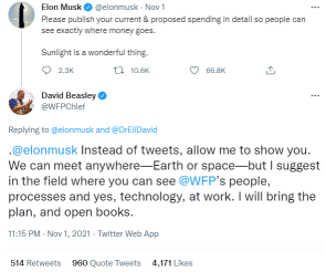Twitter war of words: UN food agency vs. Elon Musk