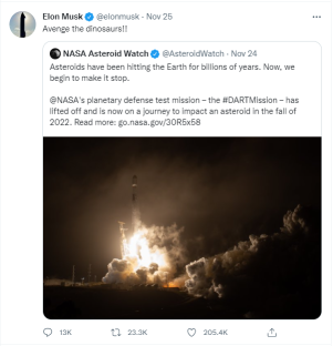 Elon Musk replies to tweet on SpaceX staying private after &quot;avenge the dinosaur&quot;
