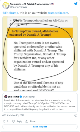 Do you know the relationship between Trump and "TrumpCoin"?