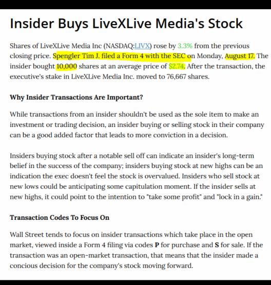 LIVXのCEOが再び株式を購入しています！何かが起こるでしょう。