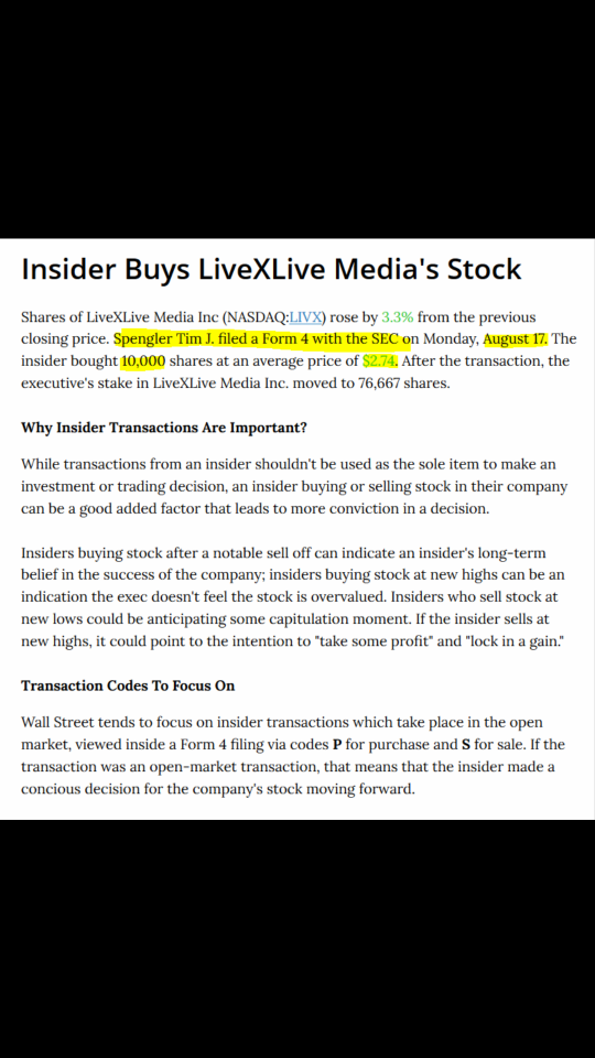 LIVX 首席執行官再次購買更多股票！有什麼事即將發生。