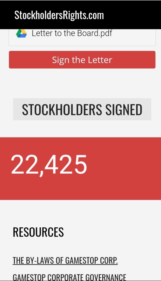如果您認為 GME 需要股東會議召回所有股票，請在請願書上簽名。
