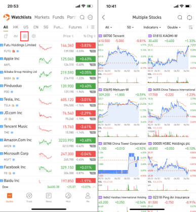Singapore User Guide: How to view multiple stock charts in one page?
