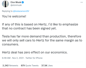 Who's telling the truth, Tesla or Hertz?