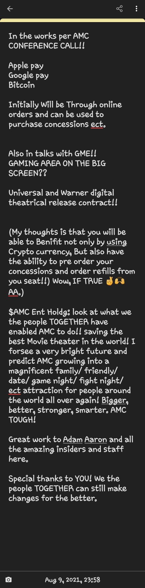 $AMC Earnings Call Could not have been better