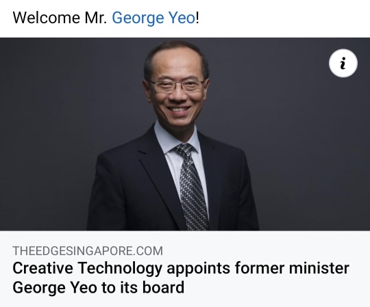 Welcome Mr George Yeo