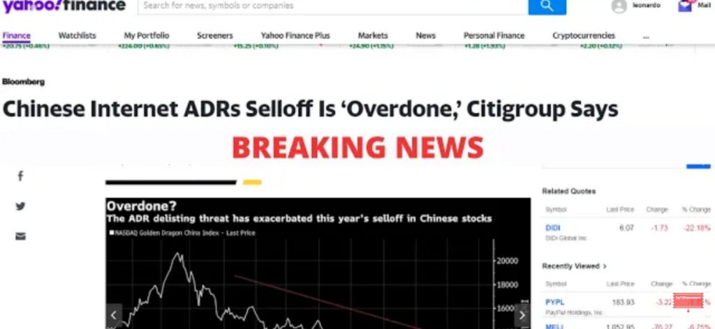 Citigroup says Chinese ADR selloff is overdone