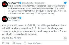 YouTube TV And Disney Agree To New Carriage Deal, Subscribers Won't Miss College Football Playoffs