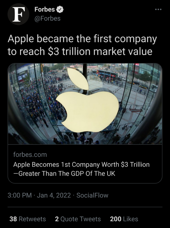Apple market cap to reach 4 trillion by end of 2023?