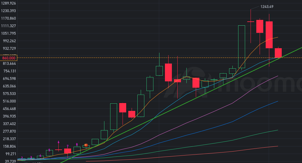 $Tesla (TSLA.US)$ Judging from the monthly line, it has now returned to the support line. What do you think of the trend?