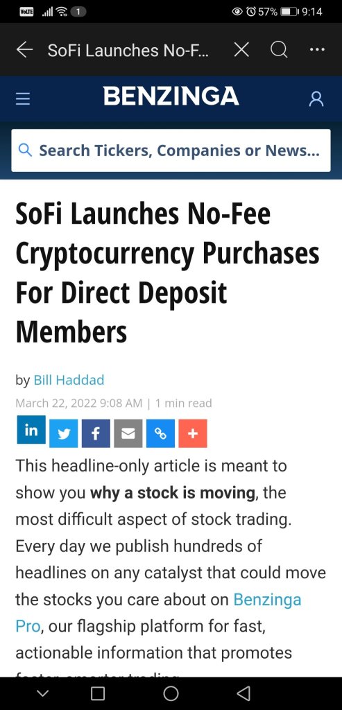 SoFi 为直接存款会员免费购买加密货币