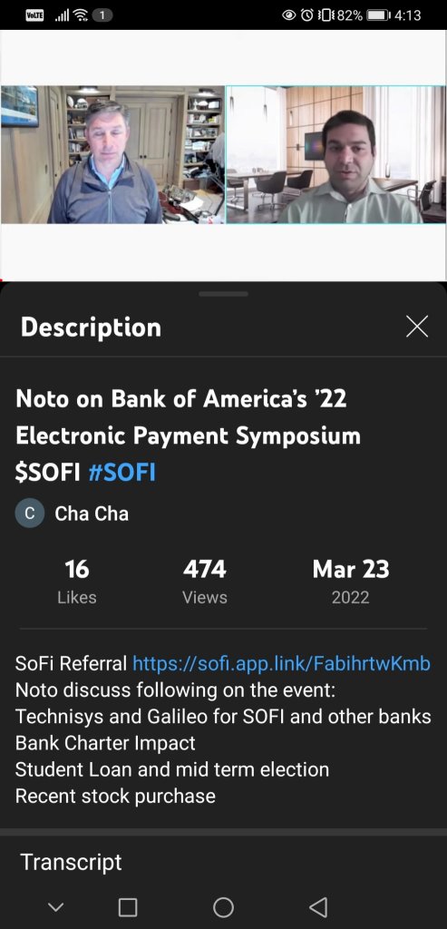 Noto on Bank OF America's ， 22 Electronic Payment Symposium $SOFI
