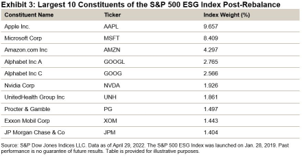 The Largest 10 Constituents of the S&P 500 ESG Index