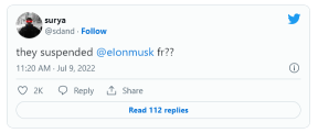 世界で最も富裕な人、イーロン・マスク氏のTwitterアカウントが停止されたのでしょうか？