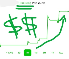 本周表现强劲。本周我的投资账户翻了一番多。