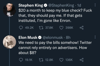 Musk says Twitter will charge $8/month for blue check mark