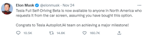 Tesla FSD Beta Autopilot feature open to all paying North American owners