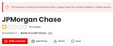 特斯拉粉丝访问摩根大通的Yelp页面，获得一星评价