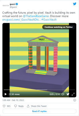 Gucci buys land in Ethereum game The Sandbox to create metaverse experiences