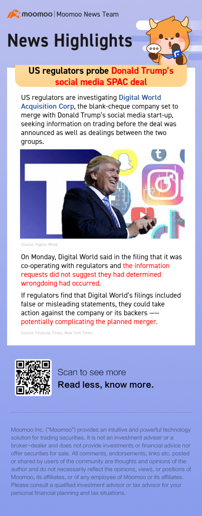 US regulators probe Donald Trump's social media SPAC deal