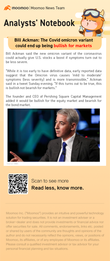 Bill Ackman: The Covid omicron variant could end up being bullish for market