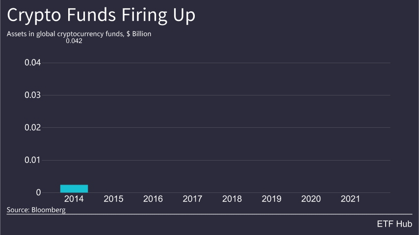 2021年における暗号通貨ファンド市場の急増は、米国初のビットコインETFによって示されました。