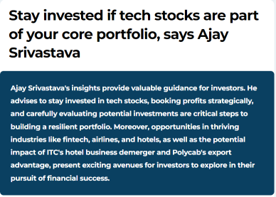 Stay invested if tech stocks are part of your core portfolio