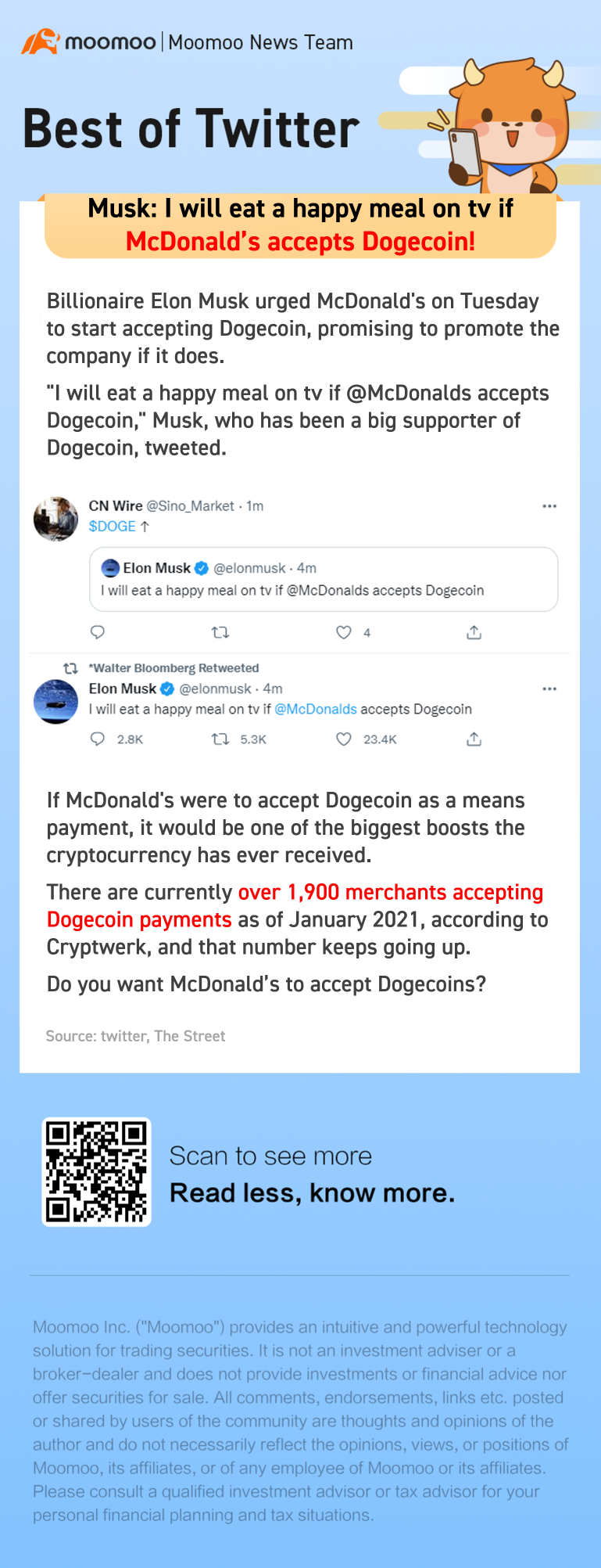 Musk: I will eat a happy meal on tv if McDonalds accepts Dogecoin!