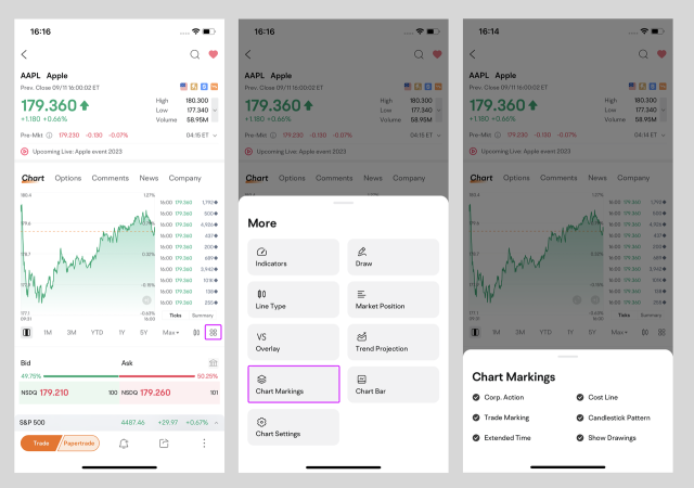 Streamlined chart bar: Intuitive interface, smoother navigation, and greater flexibility