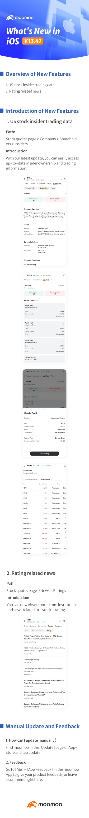 What's New: US stock insider trading data and rating related news available in iOS v13.41