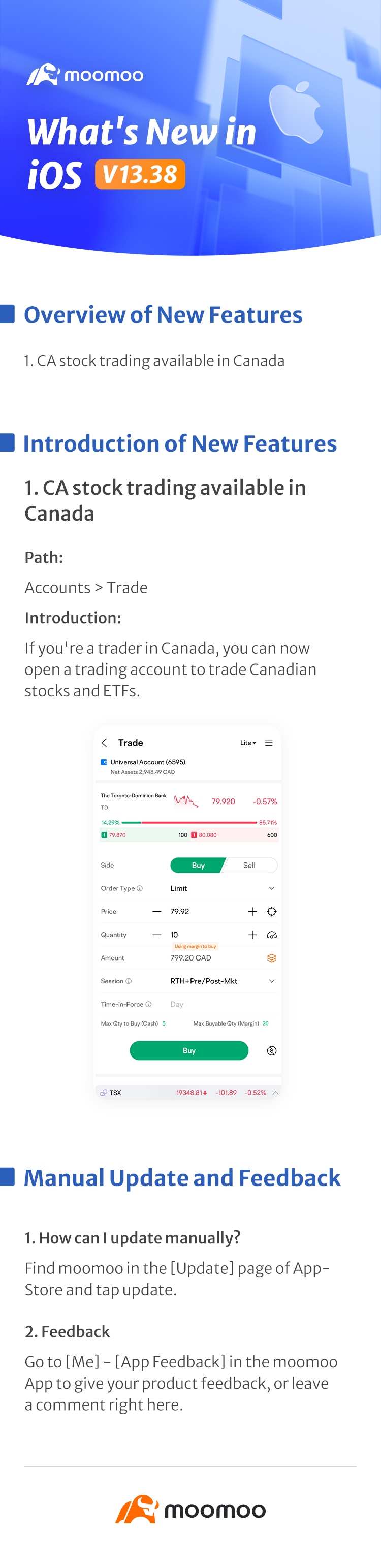 What's New: CA stock trading available in Canada in iOS v13.38
