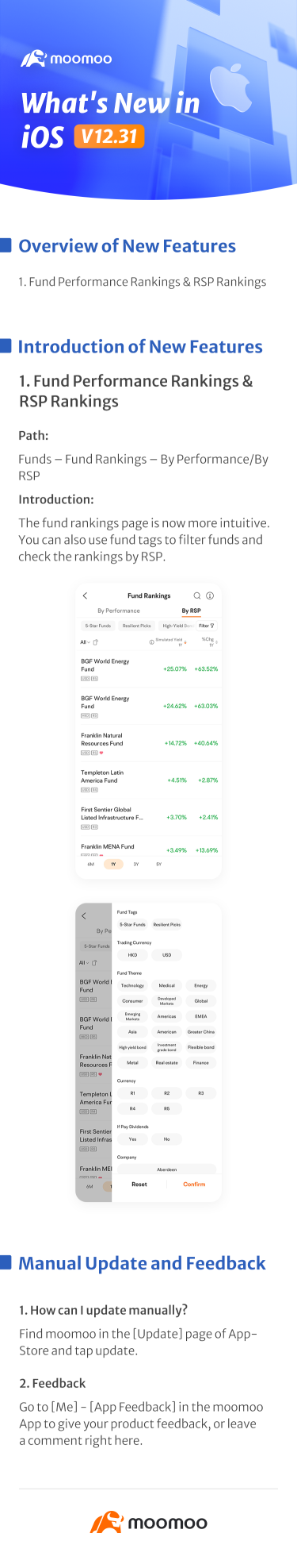What's New: Fund performance & RSP rankings optimized in iOS v12.31