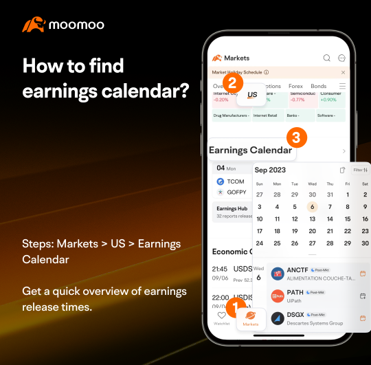 探索 moomoo 功能:通过 moomoo 的财报日历保持领先地位