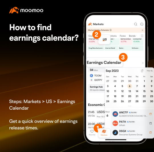 探索 moomoo 功能：利用 moomoo 的财报日历保持领先地位