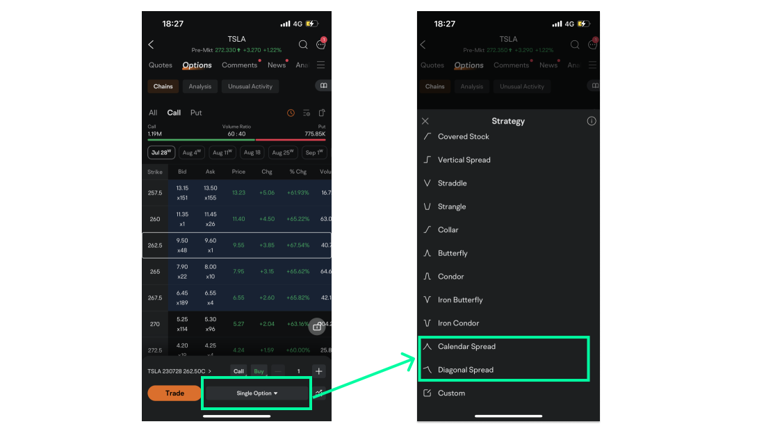 [New Feature Upgrade]Calendar Spread & Diagonal Spread Option Strategies Are Now Available