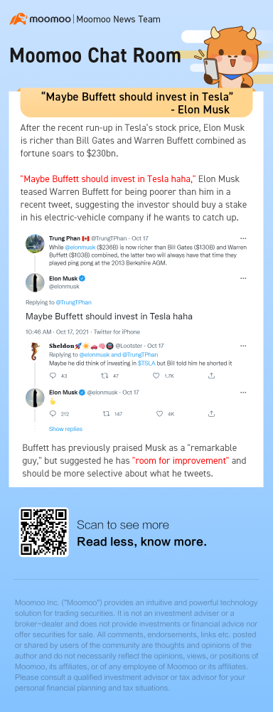 "Maybe Buffett should invest in Tesla" - Elon Musk