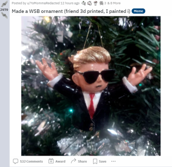 Apes from r/wsb made a WSB ornament for Christams