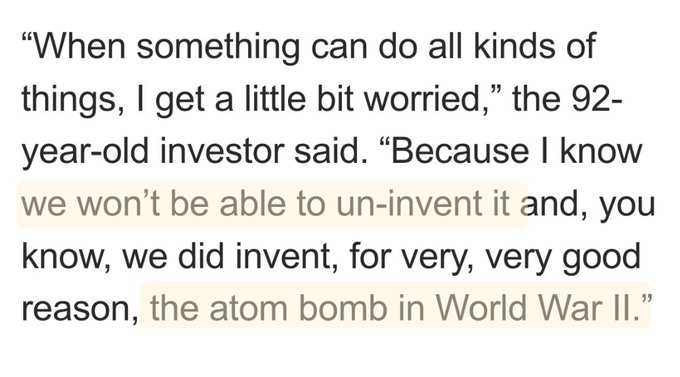 ウォーレン・バフェットはAIを核兵器に例え、チャーリー・マンガーはAIに懐疑的でした