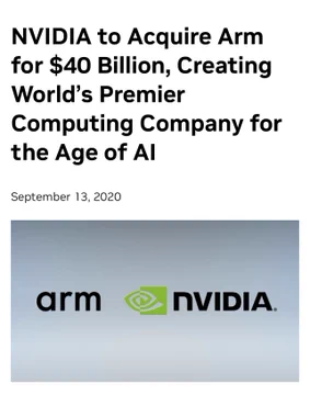 不要付款。 $Arm Holdings (ARM.US)$ 70億美元的估值。 $英偉達 (NVDA.US)$ 將其估值為40億美元，但被監管部門拒絕了。ARm接受了那個估值！ 2016年，軟銀以240億英鎊購買了它。 在過去的十年中，它們並沒有大幅擴張，也沒有理由為跟風人工智能(IPO)支付那筆錢。