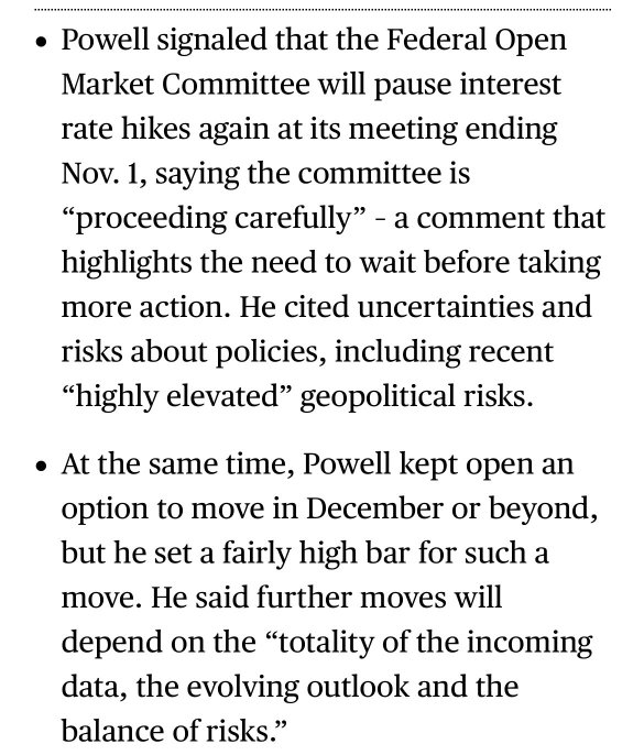 Key takeaways from Powell remarks at Economic club NYC today: