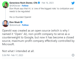 マイクロソフトが大規模な投資後に彼が創造に協力したChatGPTセンセーションに対してElon Muskが非難--自分が意図したものとは異なる