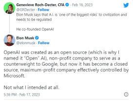 イーロン・マスクは、マイクロソフトの巨額の投資の後に彼が生み出したChatGPTのセンセーションを激しく非難します。「意図したものとは違います」