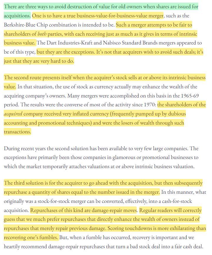 《1982 Berkshire信件》是理解股权发行的一堂大师级课程。  现在才看，感觉好蠢，但迟到总比不到强。 $伯克希尔-A (BRK.A.US)$$伯克希尔-B (BRK.B.US)$