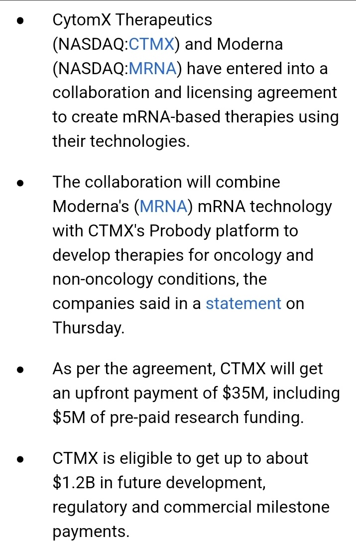 $CytomX (CTMX.US)$ 这会上涨吗？只需阅读这个你就会得到答案。真正的投资者来自真正的公司。