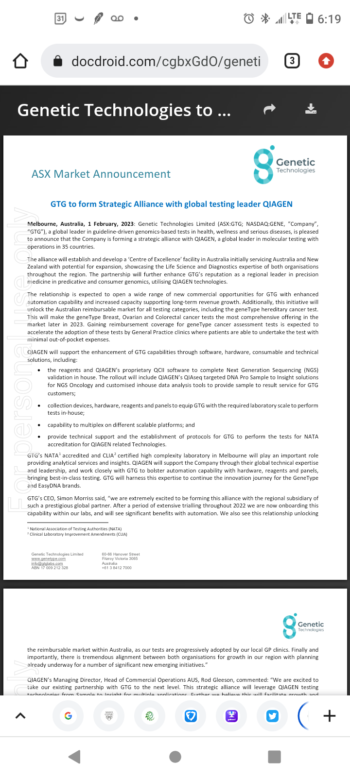 $基因技术 (GENE.US)$ 资讯 😳。可以与运行一些 🤷合作。 $快而精医药 (QGEN.US)$