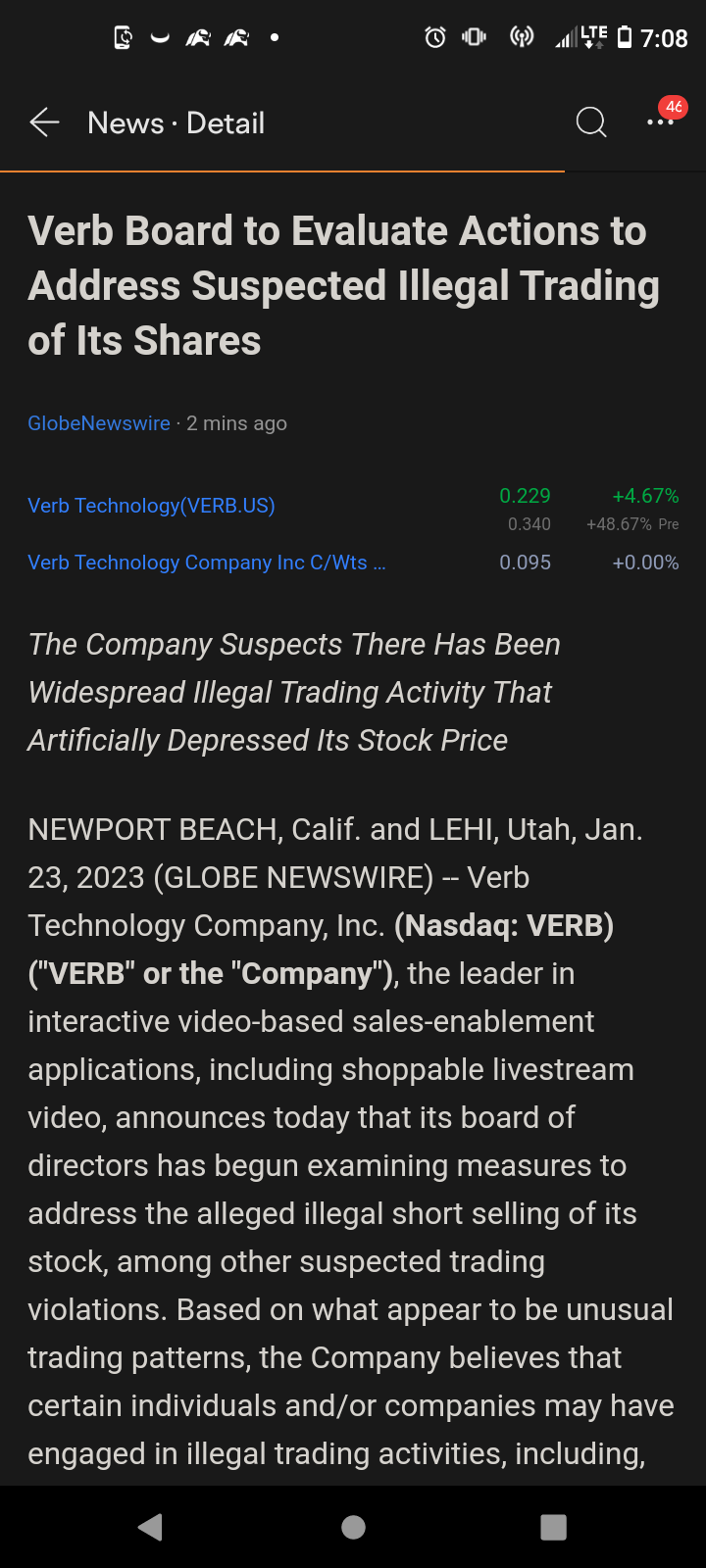 $Verb Technology (VERB.US)$ got another squeeze play 👀​