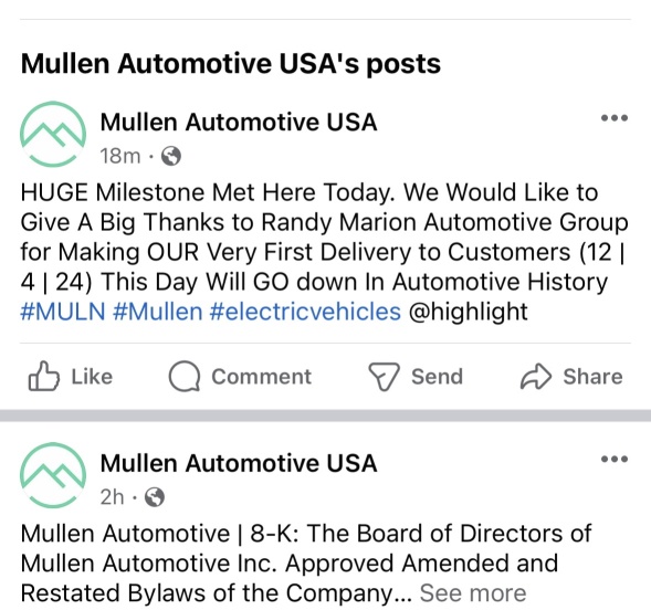 MULN 剛剛在公司 FB 頁面上宣布了這一點，說這一天將記錄在歷史上