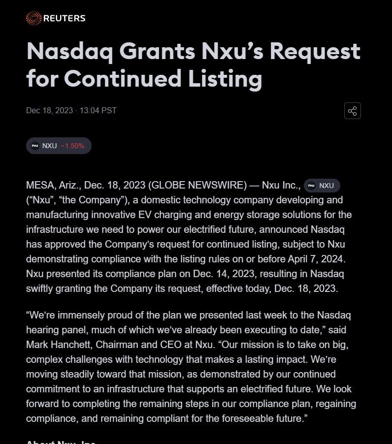 $Nxu Inc (NXU.US)$