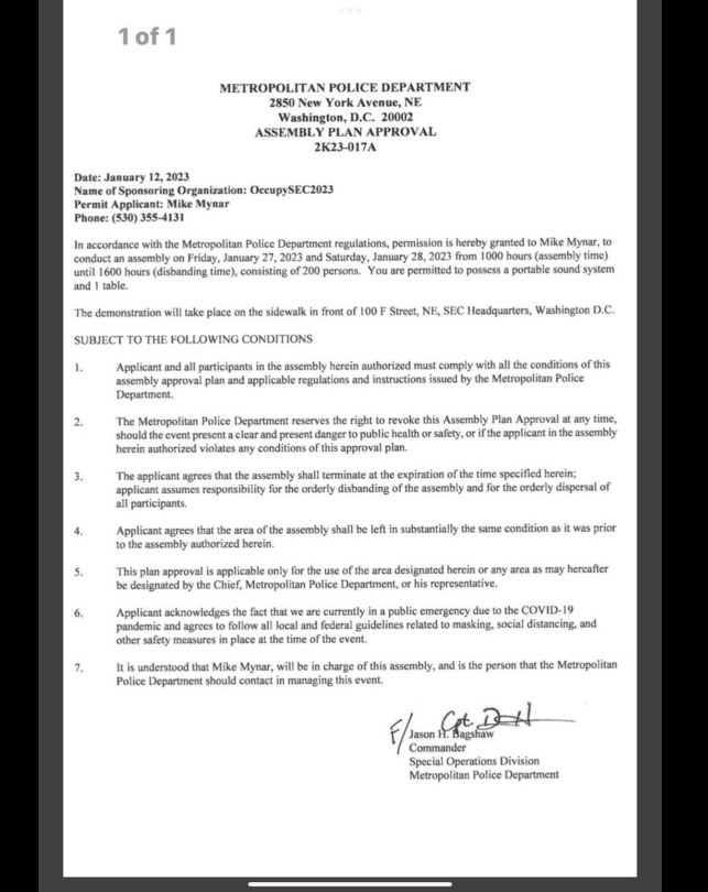 On January 27/28th their is a “Occupy SEC” march in Washington DC…January 28th is the 2 year anniversary of the GAMESTOP short squeeze that was fraudulently stopped. Pass the word on, see you in DC